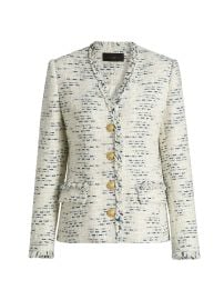 Kobi Halperin Saphire Frayed Trim Tweed Jacket at Saks Fifth Avenue