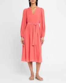 Kobi Halperin Tatum Tie Waist Pleated Midi Dress at Neiman Marcus