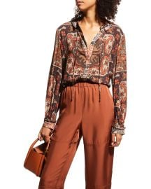 Kobi Halperin Tricia Printed Long-Sleeve Blouse at Neiman Marcus