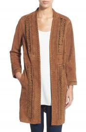 Kobi Halperin Willow Stitch Detail Suede Open Front Coat at Nordstrom