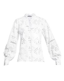 Kobi Halperin Winston Lace-Trim Eyelet Blouse at Neiman Marcus