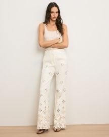 Komi High-Rise Eyelet Pant in Dove at Veronica Beard