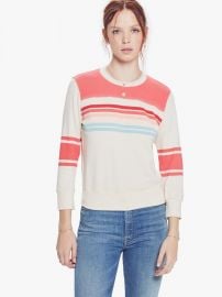 Koozie Half-Stripe Cotton Sweatshirt by Mother at Mother