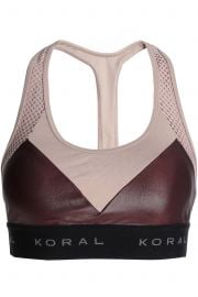 Koral Mesh-paneled two-tone coated stretch sports bra at The Outnet