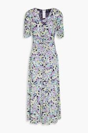 Koren Reversible Ruched Floral Print Stretch Mesh Midi Dress at The Outnet