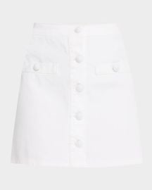 Kris Button-Front Denim Mini Skirt at Neiman Marcus