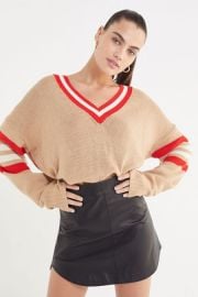 Kristen V-Neck Varsity Sweater by Urban Outfitters at Urban Outfitters