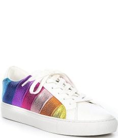 Kurt Geiger London Lane Stripe Crinkle Metallic Rainbow Sneakers Dillardx27s at Dillards