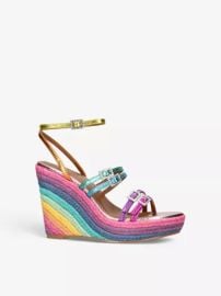 Kurt Geiger London Pierra rainbow print espadrille leather wedges at Selfridges