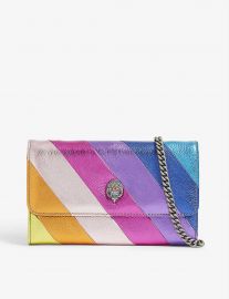 Kurt Geiger Metallic stripe leather Kensington wallet-on-chain at Selfridges