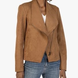 Kut From The Kloth Carina Camel Vegan Suede Asymmetrical Zip Moto Jacket - Small eBay at eBay