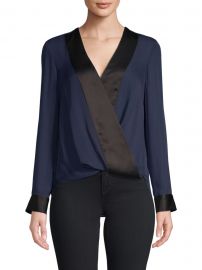 Kyla Satin Trim Draped Blouse at Saks Off 5th