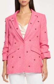 Kylie Embellished Linen & Cotton Blazer at Nordstrom