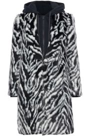 Kylie French terry-trimmed zebra-print faux fur hooded coat at The Outnet