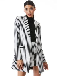 Kylie Notch Collar Jacket In Free Stripe Sm  Alice And Olivia at Alice + Olivia