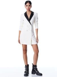 Kyrie Tuxedo Dress In Ecrublack Alice And Olivia at Alice + Olivia