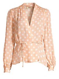 L  039 Agence - Cara Silk Polka Dot Wrap Blouse at Saks Fifth Avenue