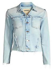 L  039 Agence - Janelle Slim Fit Raw Hem Denim Jacket at Saks Fifth Avenue