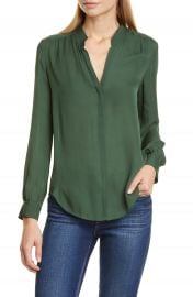 L  x27 AGENCE   x27 Bianca  x27  Band Collar Silk Blouse   Nordstrom at Nordstrom