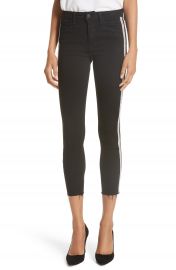 L  x27 AGENCE Margot Embellished Side Stripe Crop Skinny Jeans  Noir    Nordstrom at Nordstrom