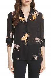 L  x27 AGENCE Nina Tiger Print Silk Blouse   Nordstrom at Nordstrom