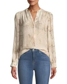 L  x27 Agence Bardot Snakeskin-Print Silk Button-Front Blouse at Neiman Marcus