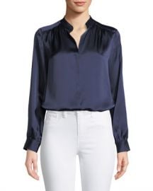 L  x27 Agence Bianca Silk Charmeuse Button-Down Blouse at Neiman Marcus