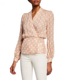 L  x27 Agence Cara Dot-Print Wrap Blouse at Neiman Marcus