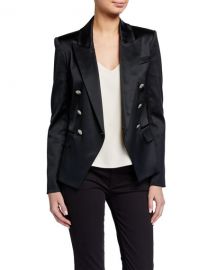 L  x27 Agence Kenzie Double-Breasted Satin Blazer at Neiman Marcus