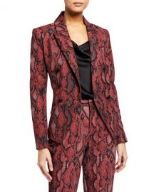 L  x27 Agence Kenzie Python-Print Double Breasted Blazer at Neiman Marcus