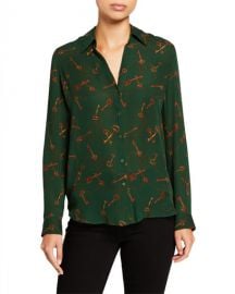 L  x27 Agence Nina Long-Sleeve Key-Print Blouse at Neiman Marcus