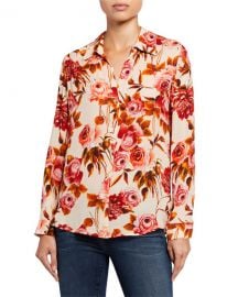 L  x27 Agence Nina Long-Sleeve Rose-Print Blouse at Neiman Marcus