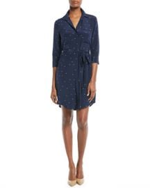 L  x27 Agence Stella Long-Sleeve Star-Print Silk Shirtdress at Neiman Marcus