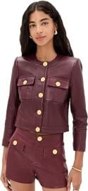 L'AGENCE Women's Deidra Collarless Leather Jacket at Amazon
