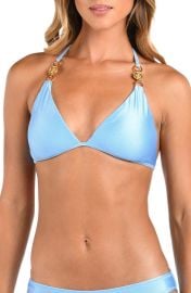 L\'AGENCE Annabelle Shimmer Triangle Bikini Top at Nordstrom