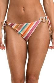 L\'AGENCE Britt Watercolor Ring Side Tie Bikini Bottoms at Nordstrom
