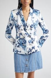 L\'AGENCE Colin Floral Double Breasted Silk Blazer at Nordstrom