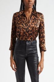 L\'AGENCE Dani Leopard Print Silk Button-Up Shirt at Nordstrom
