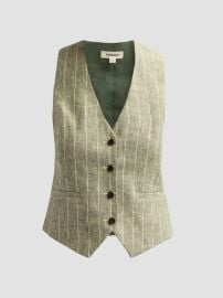 L\'AGENCE Drina Pinstripe Linen-Blend Vest | Saks Fifth Avenue at Saks Fifth Avenue