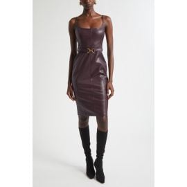 L\'AGENCE Halia Belted Faux Leather Midi Dress at Nordstrom