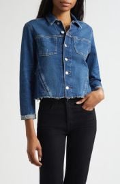 L\'AGENCE Janelle Slim Fit Raw Hem Denim Trucker Jacket at Nordstrom