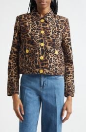 L\'AGENCE Nyx Leopard Print Crop Jacket at Nordstrom