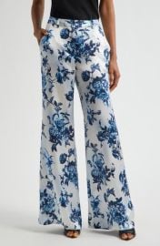 L\'AGENCE Pilar Rose Print Wide Leg Silk Pants at Nordstrom
