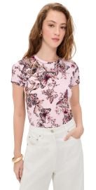 L\'AGENCE Ressi Short Sleeve Butterfly Crew Tee Nectar Pink Multi Butterfly XS at Shopbop