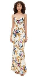 L\'AGENCE Serita Maxi V Neck Bias Dress Vintage White Large Floral Bar 12 at Shopbop