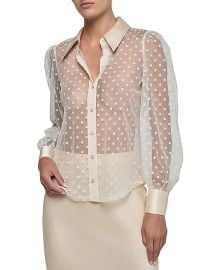 L\'AGENCE Sophie Sheer Swiss Dot Blouse | Saks Fifth Avenue at Saks Fifth Avenue
