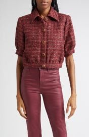 L\'AGENCE Tweed Check Puff Sleeve Jacket at Nordstrom