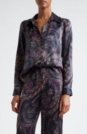 L\'AGENCE Tyler Paisley Print Long Sleeve Silk Button-Up Shirt at Nordstrom