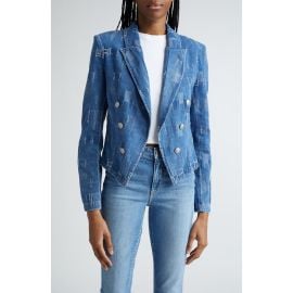 L\\\'AGENCE Wayne Denim Double Breasted Crop Jacket at Nordstrom