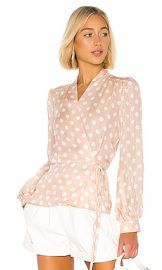 L AGENCE Cara Wrap Blouse in Petal  amp  Ivory from Revolve com at Revolve